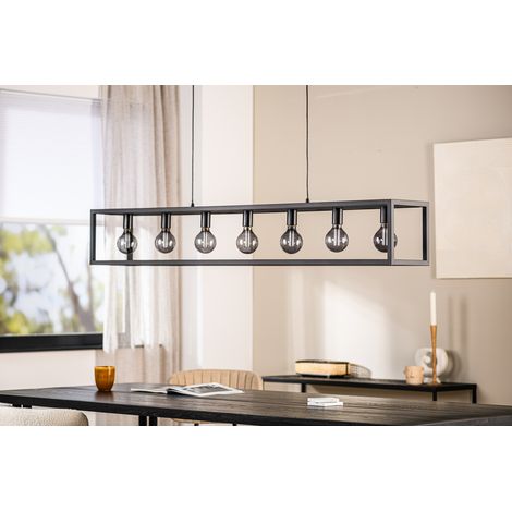 Lampadario a sospensione 7 luci H340 nero stile industriale a gabbia (1/5)