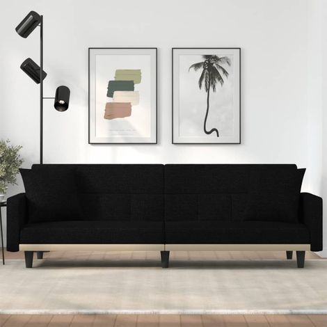 Canapé convertible,Canapé-lit,Clic Clac avec coussins noir tissu -Q8969 (1/5)