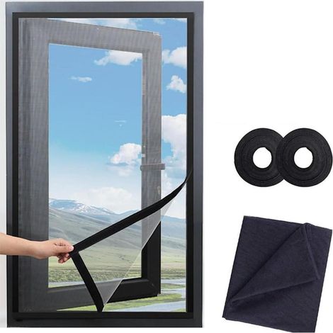 Fliegengitter Fenster 80x120cm ohne Bohren, zuschneidbar, mit Klettverschluss (1/5)