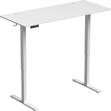 Beyamis Bureau réglable en hauteur 140x60 cm 3 Hauteurs de mémoire Blanc (1/5)