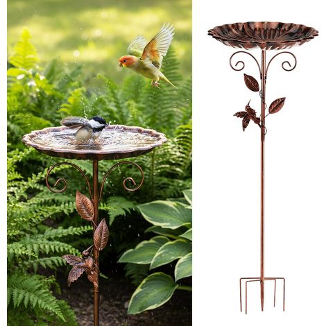 Bain d'oiseaux Grand sur Piquet, pour Extérieur Jardin Balcon Terrasse Avec Base Stable, Abreuvoir Et Mangeoire pour Oiseaux Sauvages Décoration (1/5)
