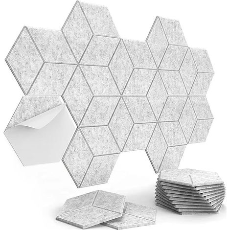 12 Pack Acoustic Wall and Acoustic Wall Panels Y Shape Self-Adhesive for Office, Recording Studio, Home Cinema etc. Light Grey (1/5)