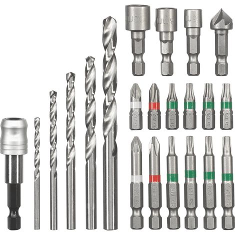 Original Einhell 22-tlg. Bit- und Bohrer-Set (5x Bohrer, 12x Bit, 3x Steckschlüsseleinsatz, 1x Senker, 1x Schnellwechselbithalter, inkl. Aufbewahrungsbox) (1/4)