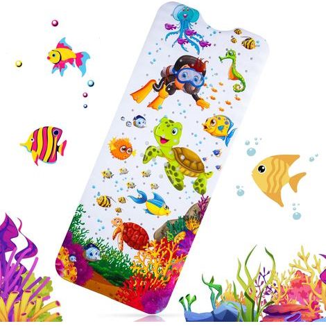 Non-slip Bath Mat, 100 x 40 cm, Non-slip Bath Mat for Children, Antibacterial and Non-slip Bath Mat, Perfect for Children and Babies (C) (1/5)