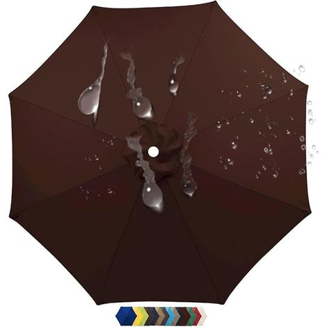 Auvent de Rechange pour Parasol de Terrasse, 6 Baleines/8 Baleines Toile de Rechange pour Parasol D'extérieur, Protection UV50+, Tissu Polyester, Imperméable, Toile de Parasol Déporté(M18,270 cm 8.8ft (1/5)
