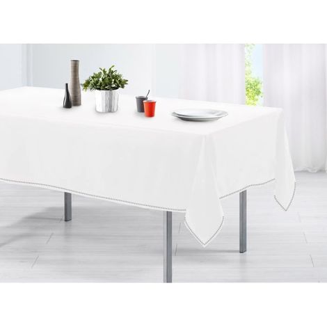 Mantel para la mesa de algodón 150x200 en varios colores  Color: Blanco