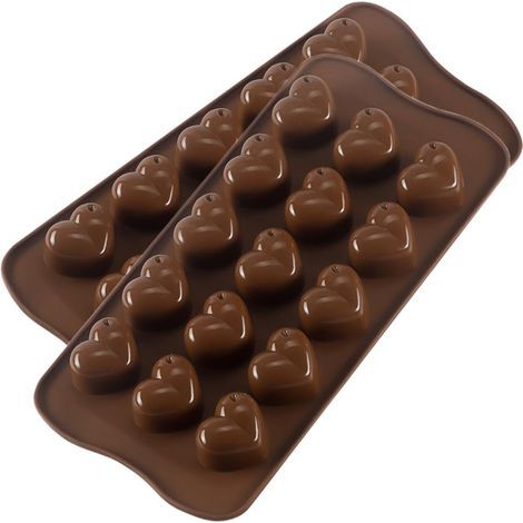 Moule en silicone cœur pour chocolat, moule à bonbons pour fêtes et mariages, gelées et glaçons en forme de cœur, lot de 2 pièces. (1/5)