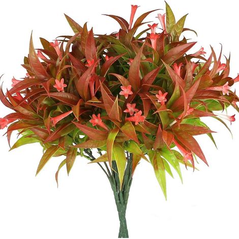 Fleurs Artificielles - Résistantes Aux UV - Pour Extérieur Et Intérieur - Bouquet Faux Plantes En Plastique - 6 Pièces (1/5)
