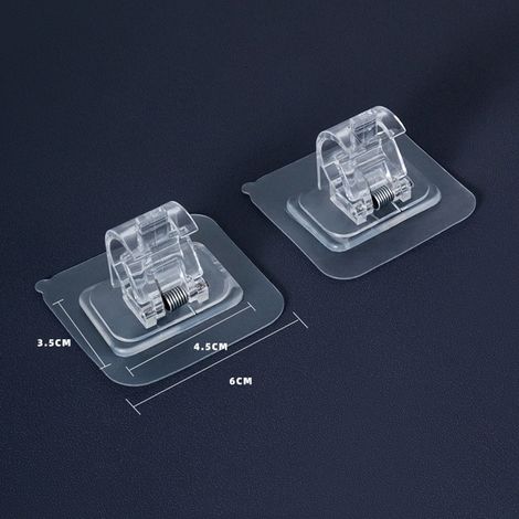 Support Auto-Adhésif Pour Rideau - Fixation Sans Perçage Sur Verre Carrelage Miroir Acier Inoxydable - ABS + Ressort - 2 Pièces (1/5)