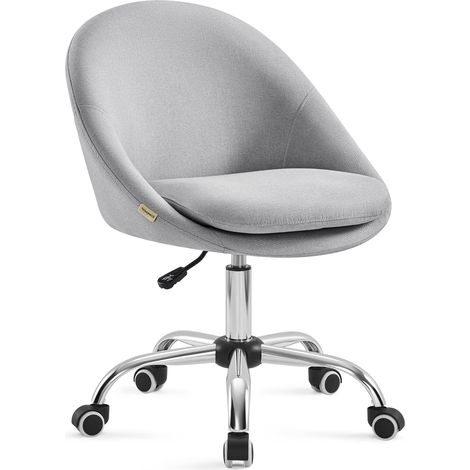 Songmics – Chaise de bureau réglable en hauteur – Rembourrage en mousse 12 cm – Tissu coton-lin respirant – Roulettes pivotantes 360° – Gris OBG020G01