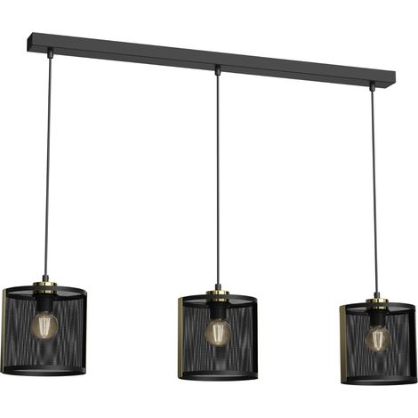 Suspension Kaga grillage noir/or 3xE27 métal Luminex