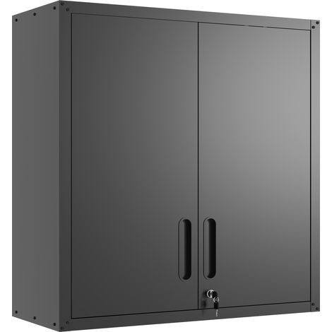 Armoire murale, en bois et métal, avec étagère, pour garage et atelier, sans bois ni formaldéhyde, adaptée garage atelier bureau H77 x A75 x D30 cm-Go