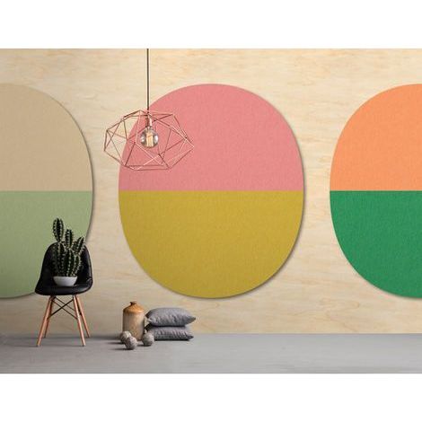 Papier peint panoramique multicolore tendance Tapisserie panoramique design à motif cercle Papier peint panoramique salon et idéal escaliers (1/3)