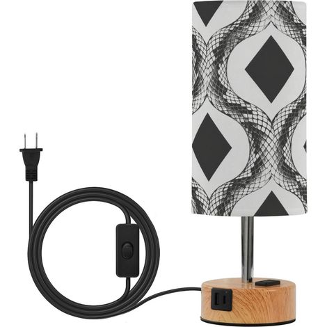 Petite lampe de table abstraite noire et blanche avec abat-jour (1/5)