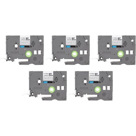 Lot de 5 Rubans d'Étiqueteuse 9mm, laminé, imperméable, résistant à la décoloration, usage multiple, blanc sur bleu, pour PT D210 PT D200 PT H110 PT D400 Bze 525 (1/5)