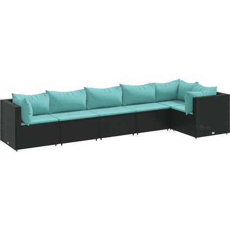 Maison Exclusive - Set Mobili da Giardino 6 pz con Cuscini in Polyrattan Nero