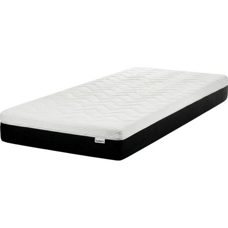 Matelas en Mousse de Gel Moyenne avec Housse Amovible Fermeture Éclair 90 x 200 cm en Polyester Blanc et Noir Spongy (1/5)