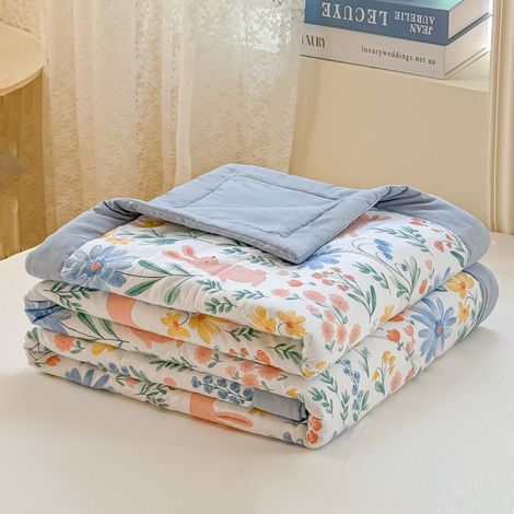 Couette Fraîcheur Été - 100 x 150 cm - 98 % Coton 2 % Élasthanne - Pour Dormir Sans Transpiration - Usage Toutes Saisons - 1 Pièce (1/3)