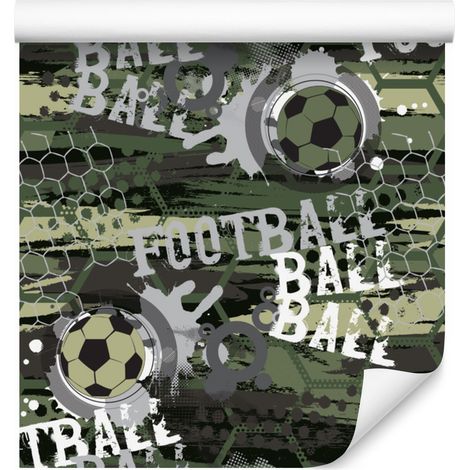 Papier peint football avec inscriptions pour salon et chambre 50x1000 cm (1/5)