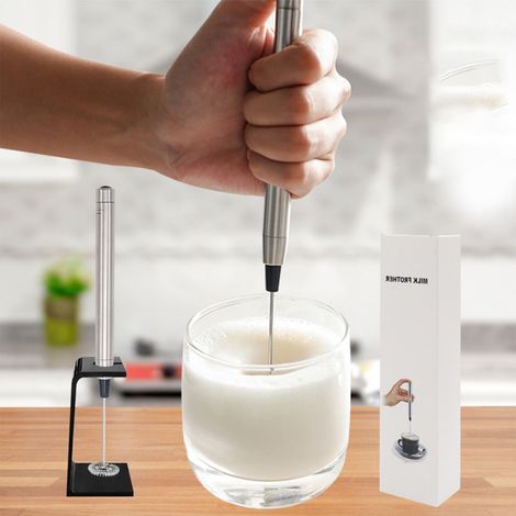 Fouet Électrique À Main - Acier Inoxydable 304 - Pour Lait Chauffé ou Froid - Idéal Pour Café, Latte, Cappuccino, Matcha - Fonctionne Avec 2 Piles AAA - 1 Pièce (1/5)