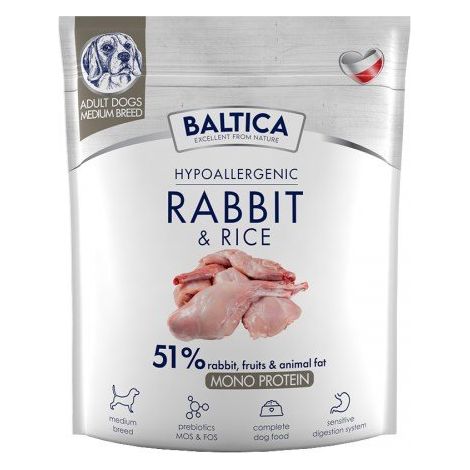 BALTICA NUTRACEUTIC Hypoallergénique Lapin et Riz M 1kg (1/2)