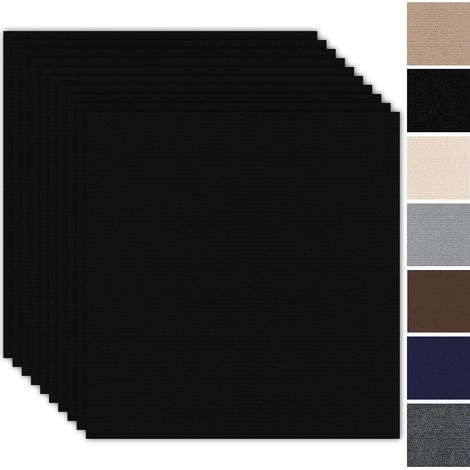Lot de 10 dalles autocollantes pour tapis de sol - 30 x 30 cm - 0,9 m² - Pour moquette, autocollant, maison, bureau, commercial, noir (1/5)