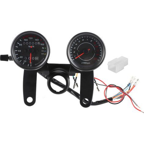 Generic Compteur de Vitesse de Moto, Compteur de Vitesse du Cluster de Jauge Numérique pour Moto avec Boîte à Jonction en Acier Inoxydable pour. (1/5)