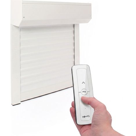Volet roulant électrique radio Alu Blanc - L120 x H100 cm - Motorisé Somfy avec télécommande incluse, recoupable (1/3)