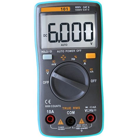 RICHMETERS RM101 Multimètre numérique True RMS LCD multifonction DMM voltmètre ampèremètre ohmmètre testeur tension AC DC courant résistance diode capacité mesure identification automatique polarité