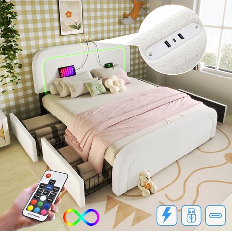 letto contenitore 160x200 USB LED bianco OKMYHOME (1/5)