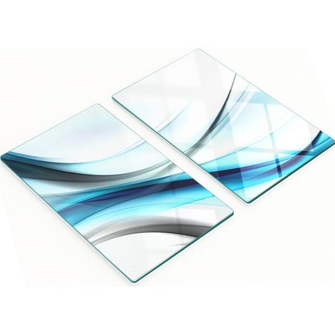 Tablas de cocina de vidrio templado con gr谩ficos abstractos de olas, 2x30x52 cm. (1/5)