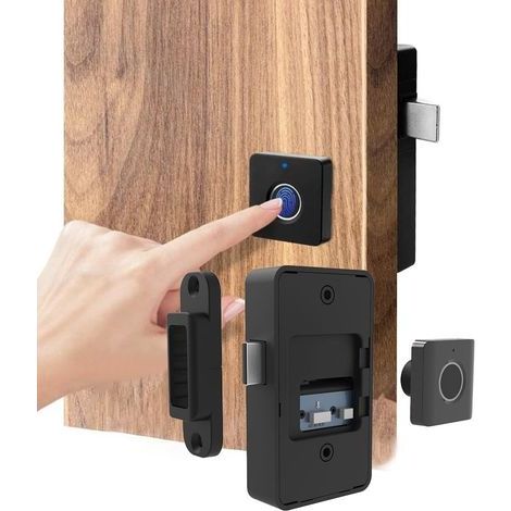 Serrure Biométrique 10/20 à Empreintes Digitales - Serrure de Porte Intelligente pour Tiroir, Armoire (10 Empreintes) (1/5)