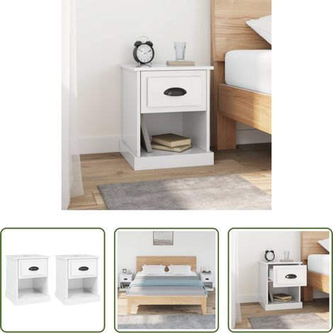 vidaXL Nachttisch Hochglanz-Weiß -  Nachttische 2 Stk. Hochglanz-Weiß 39x39x47,5 cm Holzwerkstoff