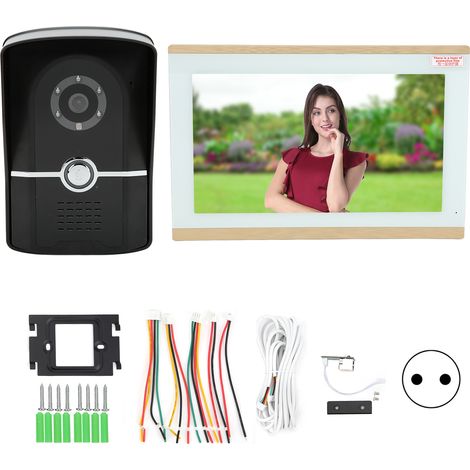 Sonnette vidéo WiFi 10 pouces 1 moniteur étanche 1080P vision nocturne angle 110° audio bidirectionnel pour TUYA 100‑240V prise UE (1/5)