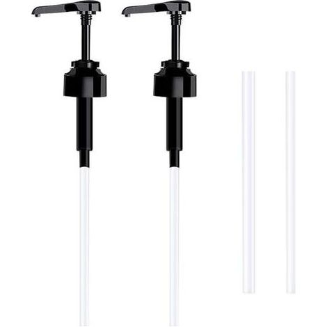 Lot de 2 Pompe doseuse bidon 5 litres Bouteille Pompe Vide(Noir), réutilisables Flacon Pompe Vide Plastique Remplacement de 38 cm pour contenants d'assaisonnement de Liquide de Salle de Bain (1/4)