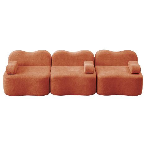 Canapé modulaire 3 places velours coussin accoudoir mobile pour salon et appartement Orange (1/5)