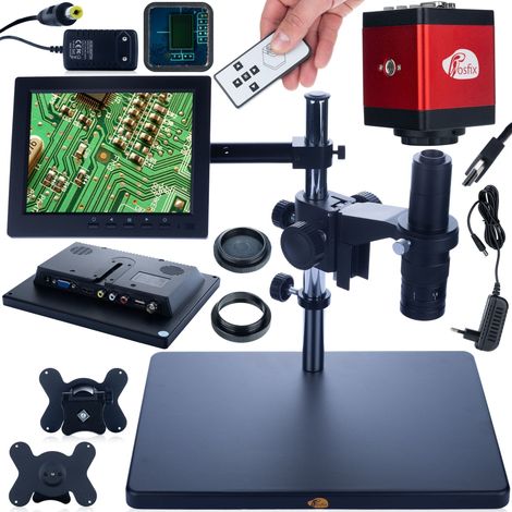 Microscopio digital Rosfix Earth Pro MCEP-0.5X-PZRR con brazo ajustable + pantalla de 8 pulgadas + soporte para microscopio digital + c谩mara Draco Red