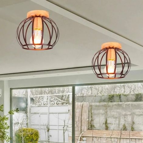 U-Do 2Pcs Plafonnier Brillant Lampe design Simple Vintage Lampe de Plafonde en Fer Noir (1/4)