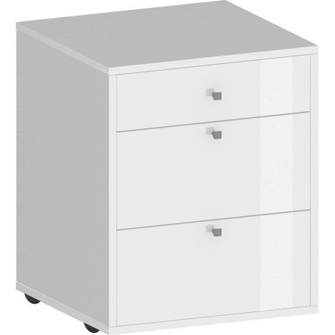Dmora - Cassettiera Yorgos, Cassettiera camera da letto , Settimino con 3 cassetti, 47x45h61 cm, Bianco, con imballo rinforzato