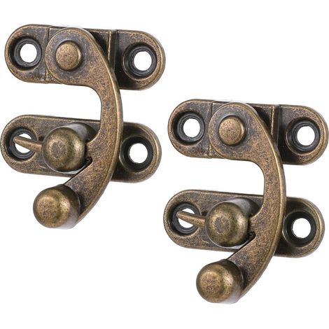 2er Set Antik Vintage Riegelhaken Bronze für Holzkisten