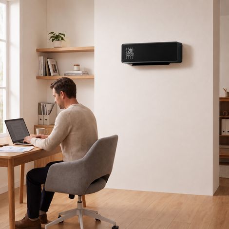 Radiateur céramique mural 2000 W avec 3 modes, température réglable, minuterie, télécommande, sécurité enfant, noir (1/5)