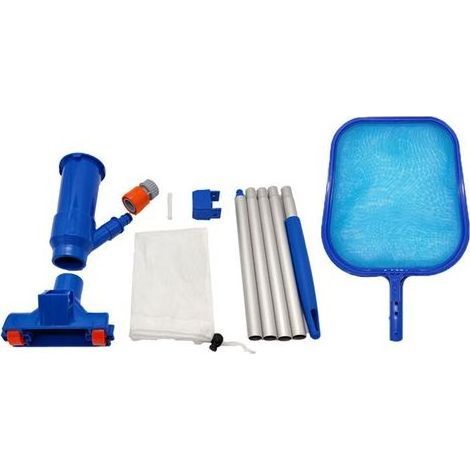 Aspirateur Piscine, Mini Aspirateur Portable Accessoires avec 5 sections de poteau et sacs à filet, Kit Nettoyage Piscine pour la Nettoyage des Stagnes des Piscine Therales hors Terre (1/5)