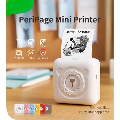 Mini imprimante de poche A6 HD 304DPI sans fil BT thermique pour photos étiquettes mémos notes journal reçus papier autocollant fonction AR impression sans encre compatible Android iOS Windows (1/4)