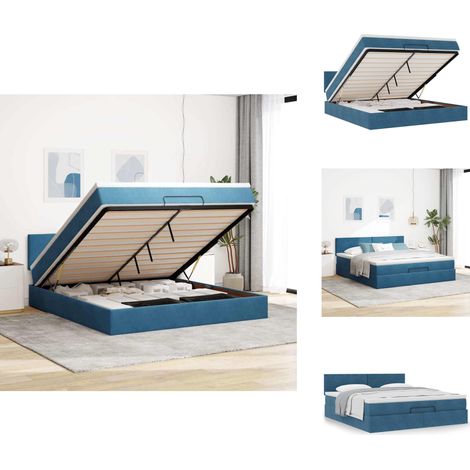 Ottoman-Bett mit Matratze Dunkelblau 180x200 cm Samt - Ottoman-Bett - Ottoman-Betten - Bettrahmen - Bettgestell (1/5)