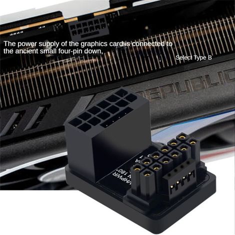 Adattatore di alimentazione PCIe 5.0 12V HPWR da 16 pin maschio a 16 pin femmina ATX3.0, connettore per cavo maschio 12+4 pin a 16 pin. (1/4)