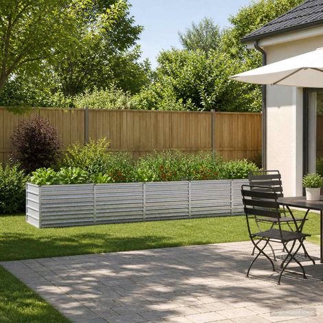 vidaXL Cama de Jardín Elevada Plateado 400 x 80 x 55 cm galvanizado (1/5)