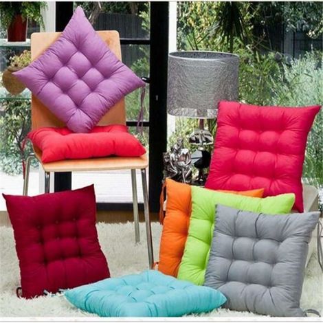 Coussin Chaise Carré - 40x40x5 Cm - Pour Siège, Tabouret, Fauteuil, Banc, Chaise De Jardin - Lot De 4 Gris (1/4)