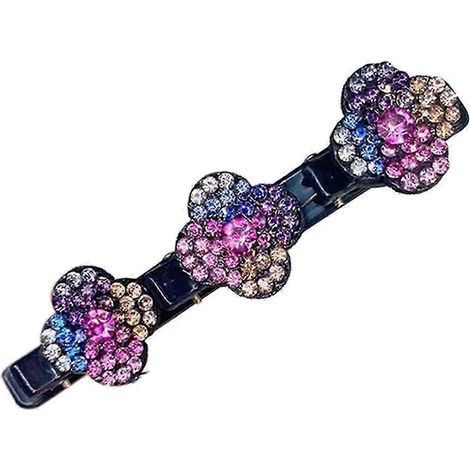 Pince à cheveux tressée double couche, pince à cheveux en forme de fleur, pince à frange antidérapante, dents brillantes-H (1/5)
