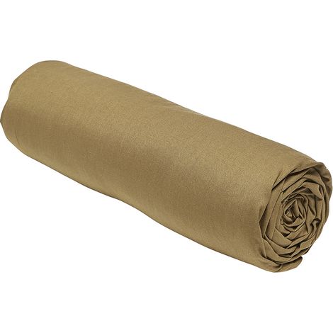 Drap housse 100% coton 140x190 bonnet 23 ESSENTIAL Marron Bronze