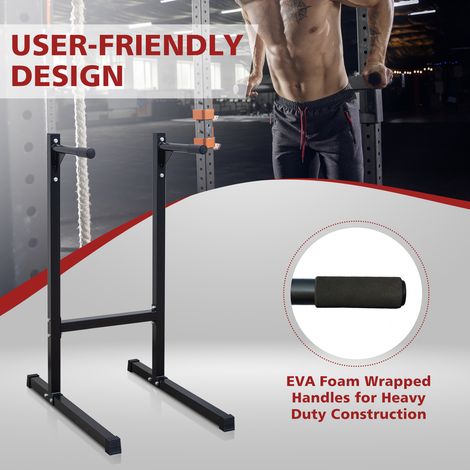 Station de dips renforcée, barre à dips lourde avec poignées en mousse pour salle de sport à domicile, équipement polyvalent de musculation pour tout le corps, idéal pour triceps, dips et L-sits. (1/5)